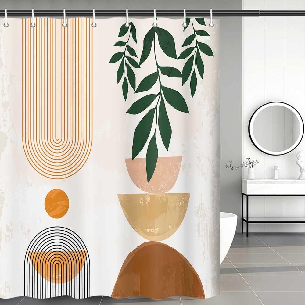 Camper and Geometric Boho Print Shower Curtain, Travel Trailer Bathroom Decor by Viajar