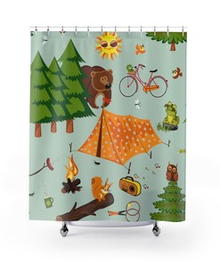 Camping Adventure Shower Curtain for Outdoor Enthusiasts