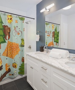 Camping Adventure Shower Curtain for Outdoor Enthusiasts