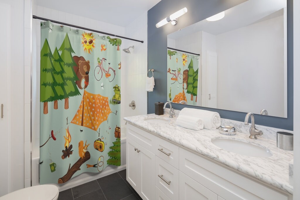 Camping Adventure Shower Curtain for Outdoor Enthusiasts