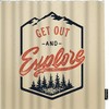 Camping Adventure Vintage Shower Curtain with Trees Print