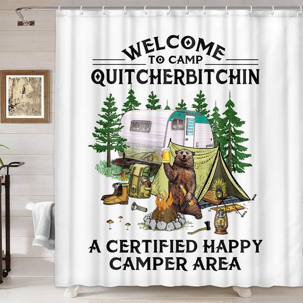 Camping Bear Shower Curtain - A Whimsical And Fun Twist To Your Bathroom