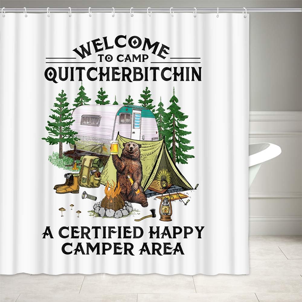 Camping Bear Shower Curtain - A Whimsical And Fun Twist To Your Bathroom