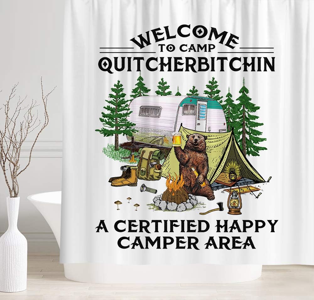 Camping Bear Shower Curtain - A Whimsical And Fun Twist To Your Bathroom