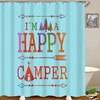 Camping Mountain Happy Camper Sky Blue MATEKULI Shower Curtain for Your Bathroom
