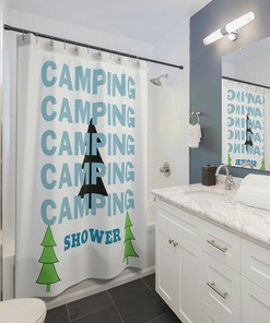 Camping Shower Curtain, Ideal For Anyone Who Loves The Outdoors, Perfect For Adding Some Nature To Your Bathroom Decor