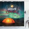 Camping Theme Print Happy Camper Shower Curtain For Your Restroom 