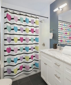 Candy Heart Valentine's Day Shower Curtain for Bathroom Decor