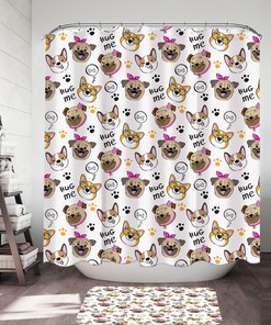 Captivating Cute Dogs Pattern Shower Curtain, Adds A Fun And Playful Touch To Your Bathroom Decor