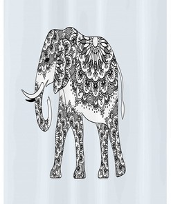 Captivating Elephant Mandala Shower Curtain With Monochrome Elephant Side-Stable Design