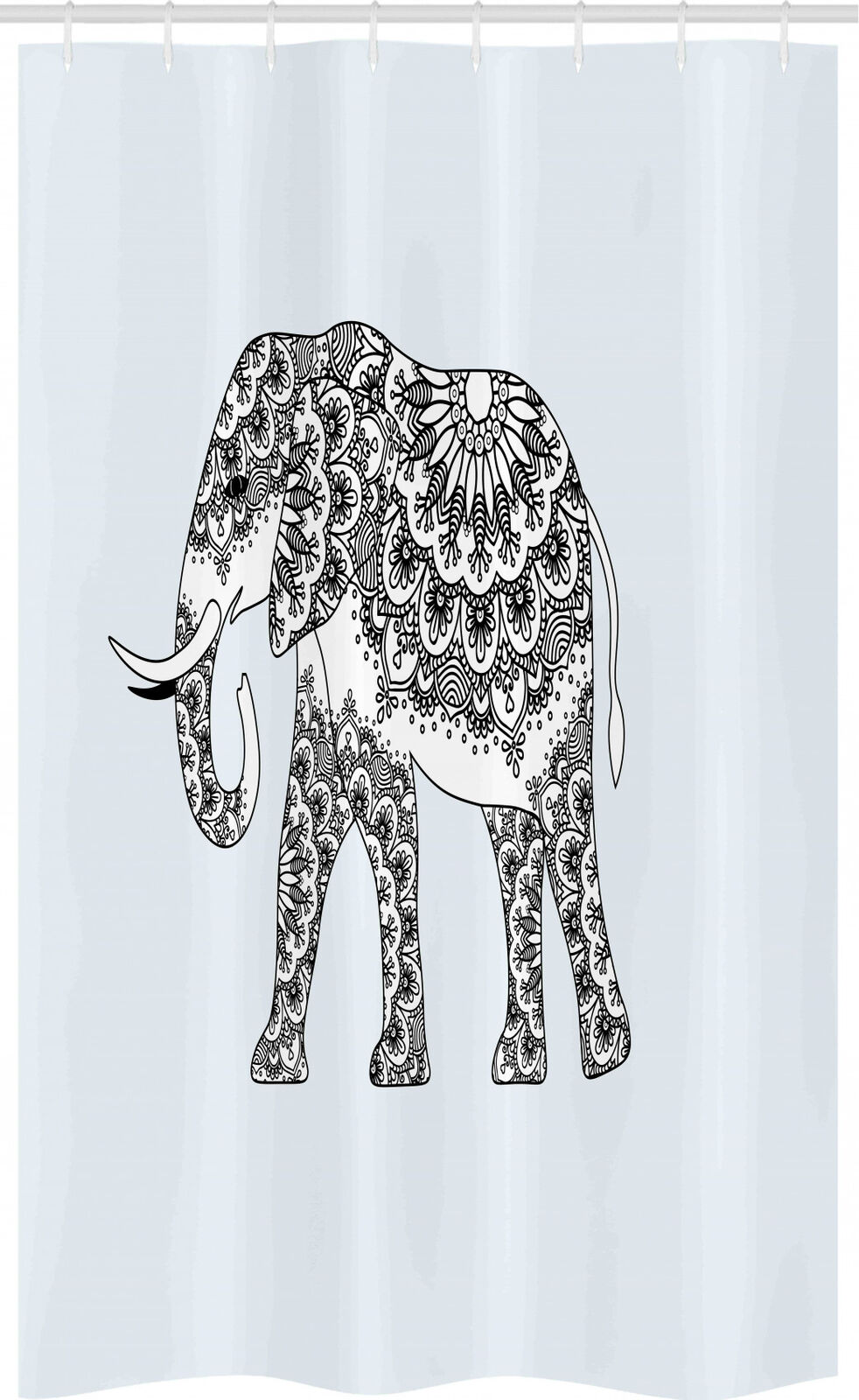 Captivating Elephant Mandala Shower Curtain With Monochrome Elephant Side-Stable Design