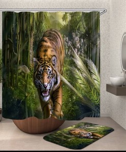 Captivating Tiger Print Shower Curtain for Striking Bathroom Decor