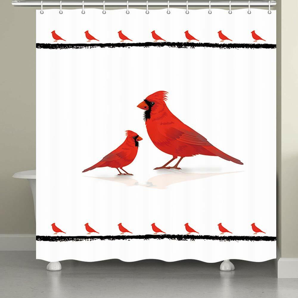 Cardinal Bird Shower Curtain For Bird-Watching Enthusiasts