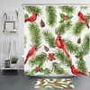 Cardinal Flower Pine Tree Branch Christmas Shower Curtain 