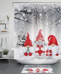 Cardinal and Snowman Winter Shower Curtain Set