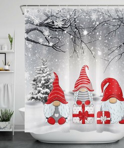 Cardinal and Snowman Winter Shower Curtain Set