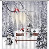 Cardinals Snowy Winter Christmas Shower Curtain, Happy Holiday Bathroom Decor 