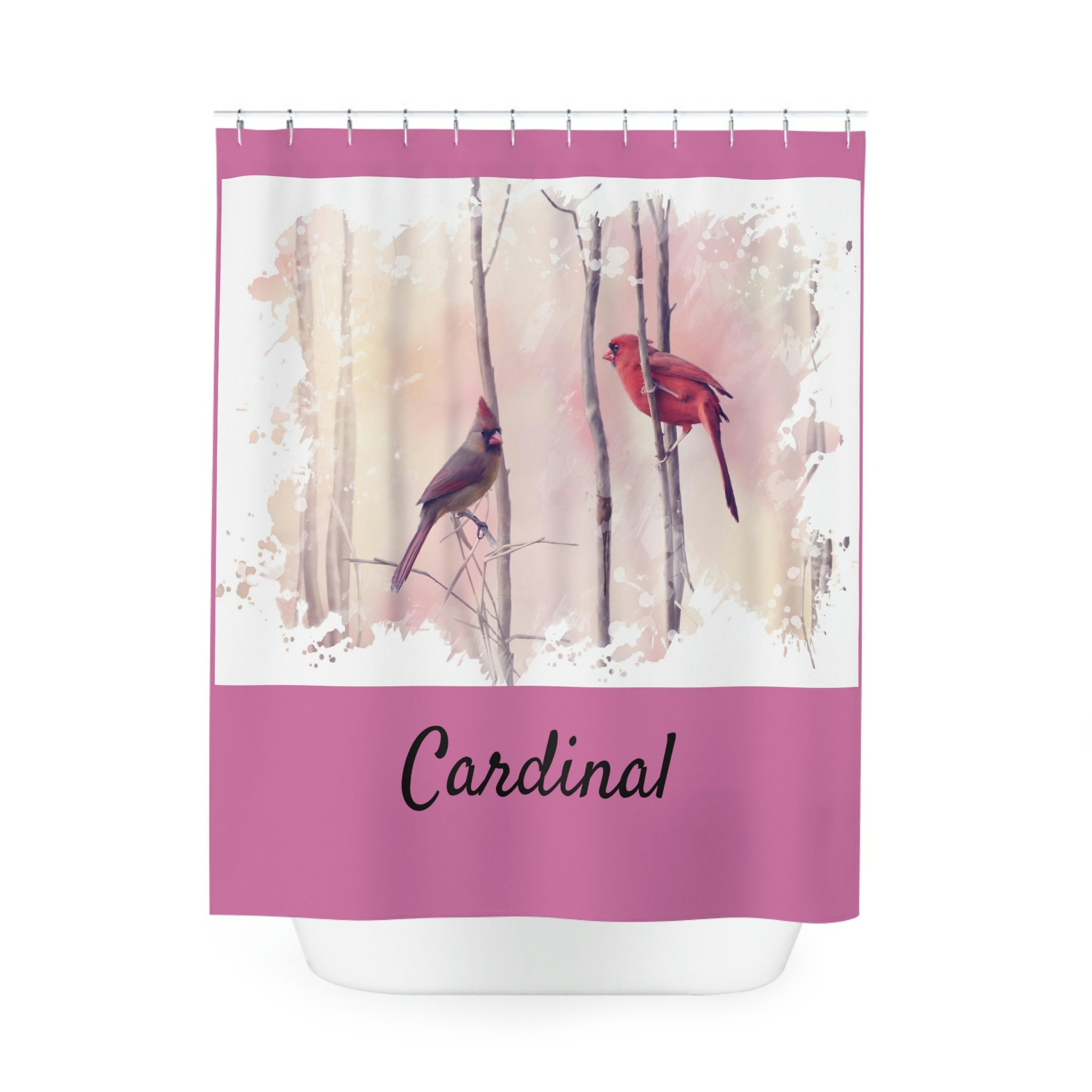 Cardinals in Trees Shower Curtain - Vibrant Bird Home Decor