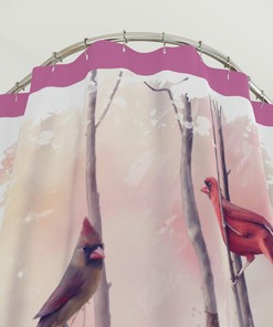 Cardinals in Trees Shower Curtain - Vibrant Bird Home Decor