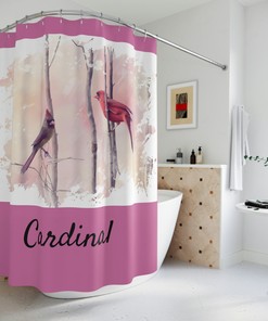 Cardinals in Trees Shower Curtain - Vibrant Bird Home Decor