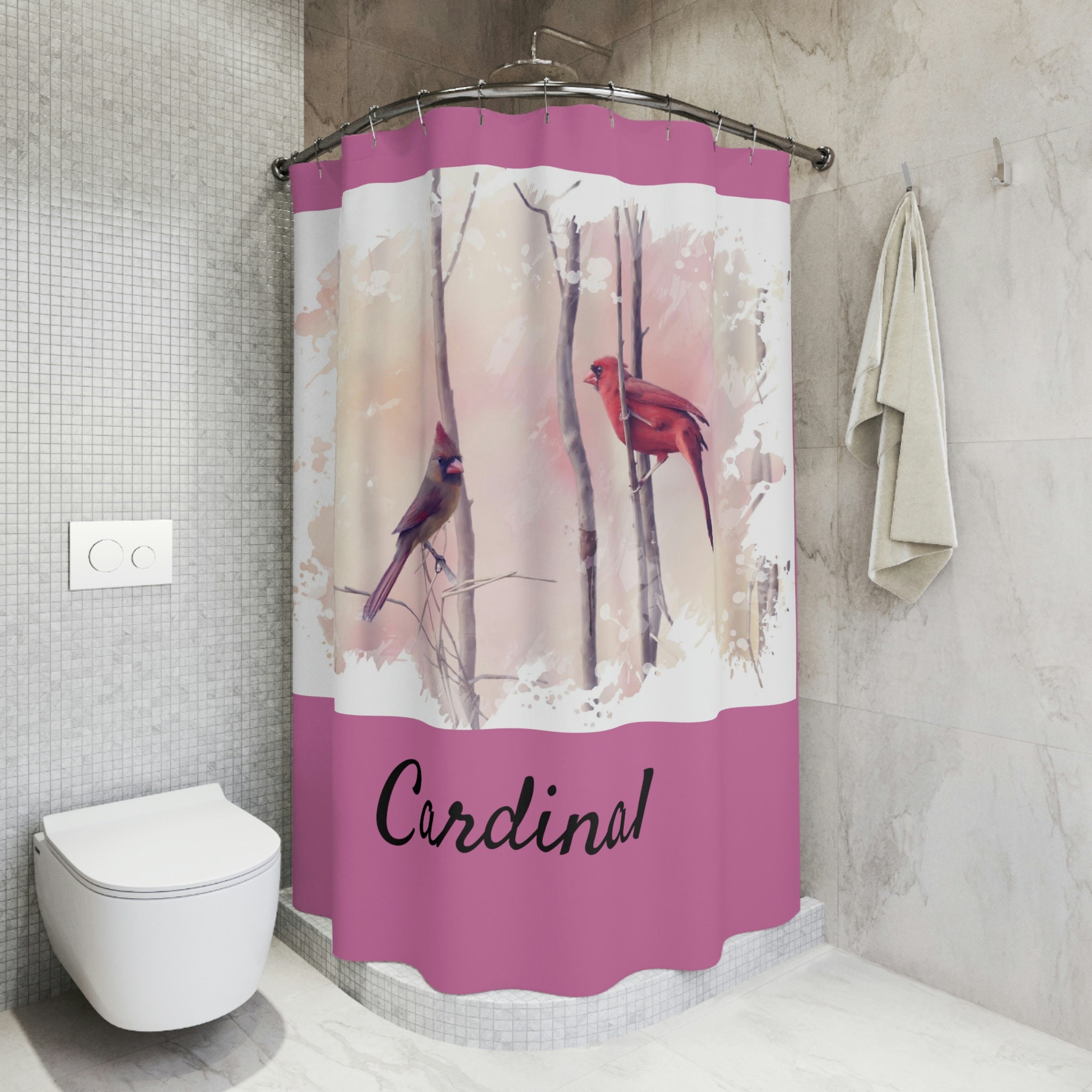 Cardinals in Trees Shower Curtain - Vibrant Bird Home Decor