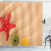 Caribbean Beach Themed Shower Curtain Waterproof Fabric with Sea Shell and Urchin Print for Bathroom