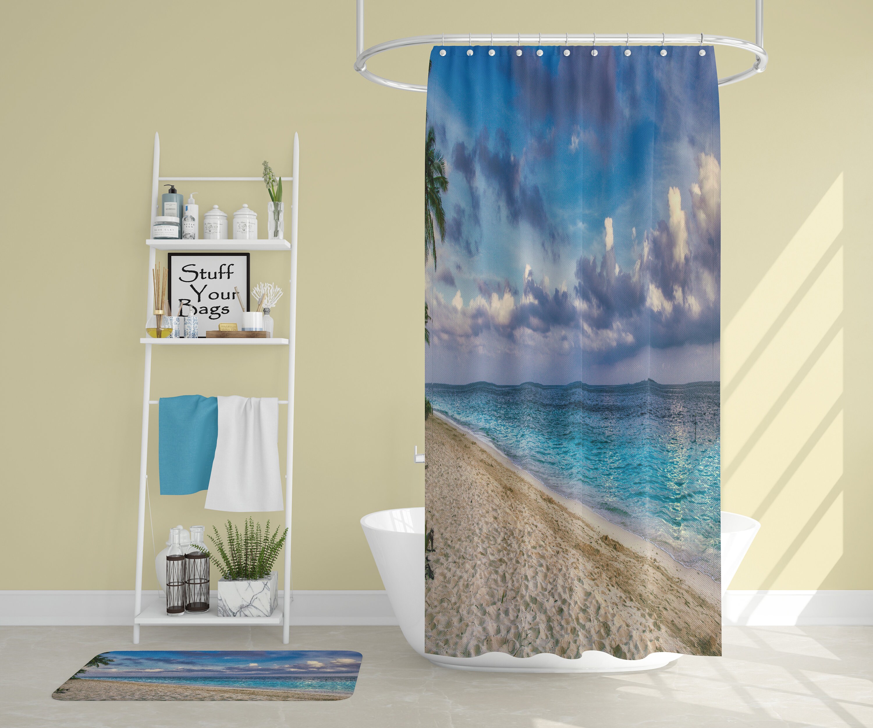 Caribbean Beach Walk Shower Curtain That Brings The Ocean Waves Home - Image 4