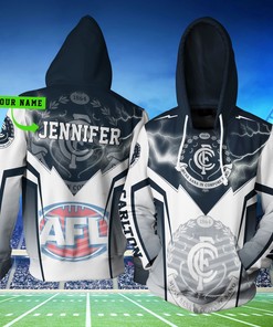 Carlton Football Club 3D Custom All Over Print Hoodie - Lightning Design 