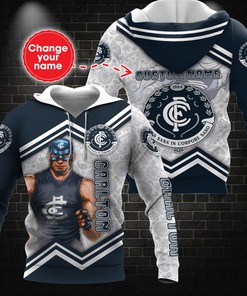 Carlton Football Club All Over Print Custom Zip Up Hoodie - Personalized Mascot And Name 