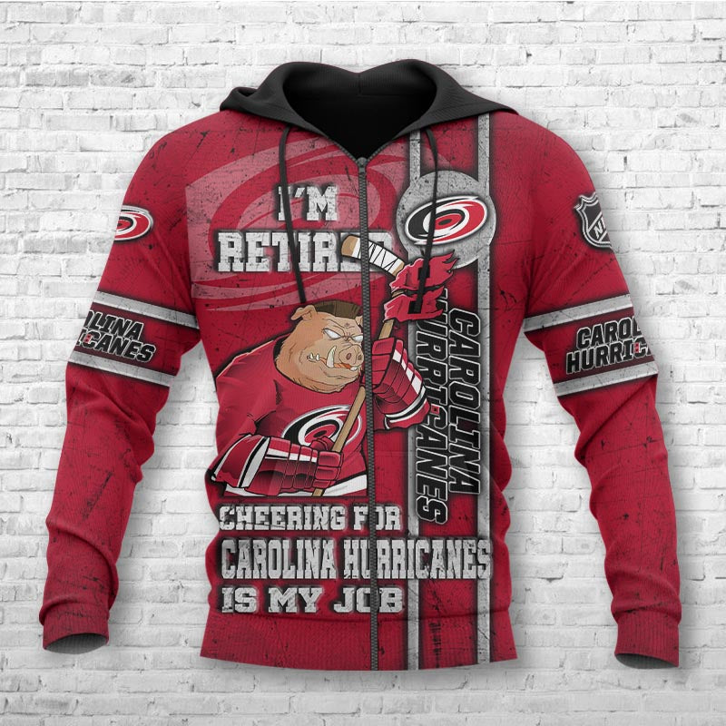 Carolina Hurricanes Hoodie With 3D I'M Retired Design, Perfect Gifts For Fans