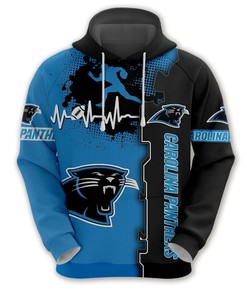 Carolina Panthers All Over Print Zip Hoodie With 3D Design For Nfl Fans