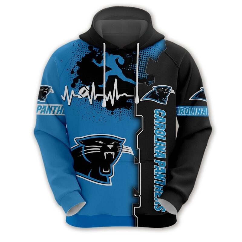 Carolina Panthers All Over Print Zip Hoodie With 3D Design For Nfl Fans