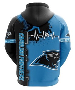 Carolina Panthers All Over Print Zip Hoodie With 3D Design For Nfl Fans