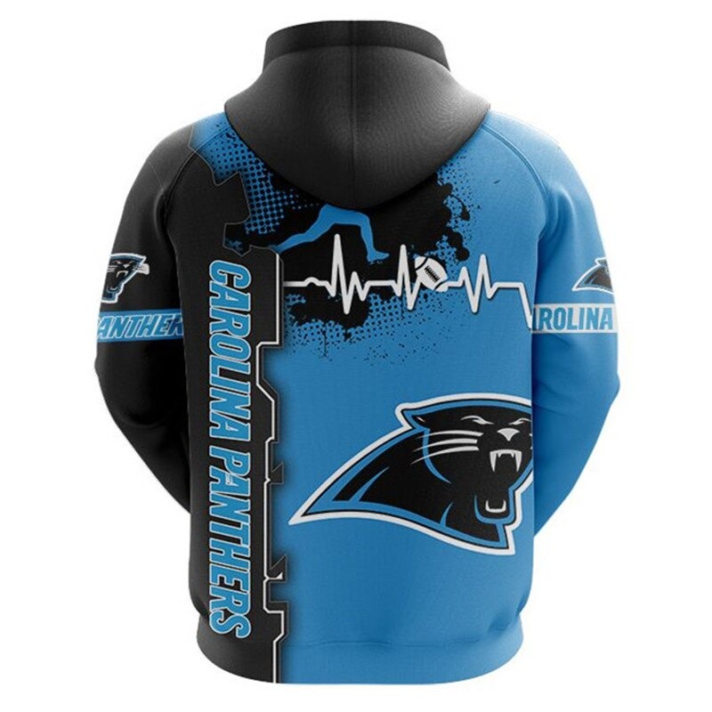 Carolina Panthers All Over Print Zip Hoodie With 3D Design For Nfl Fans