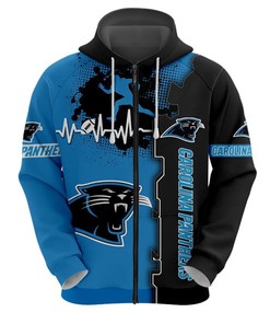 Carolina Panthers All Over Print Zip Hoodie With 3D Design For Nfl Fans