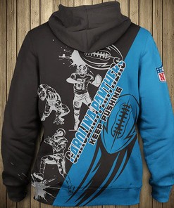 Carolina Panthers Hoodie With Cartoon-Inspired Player Design And Cute Zip Hoodie Print