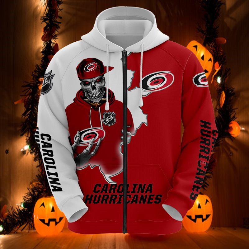 Carolina Panthers Skull Hoodie All Over Print With Custom Design, Perfect Gifts For Fans