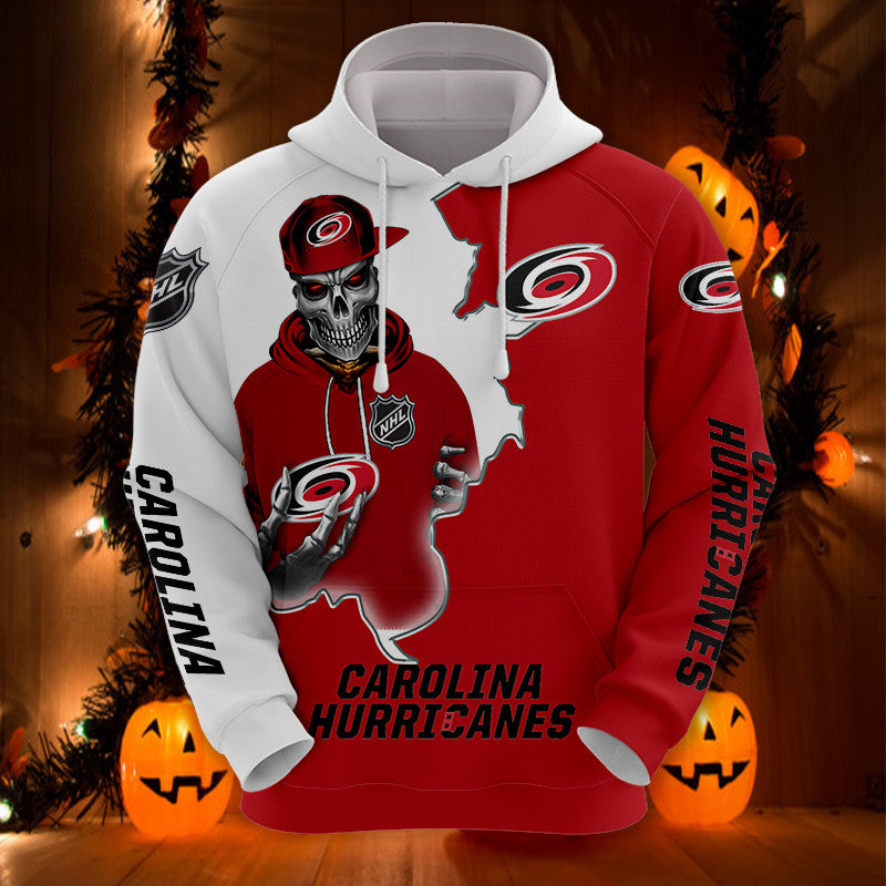 Carolina Panthers Skull Hoodie All Over Print With Custom Design, Perfect Gifts For Fans