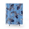 Carp Koi Fish Ukiyo-e Style Blue Shower Curtain for Retro Bathroom Decor 