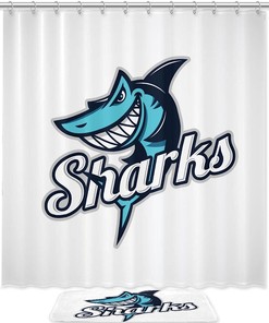 Carton Smiling Shark Shower Curtain For A Fun And Playful Bathroom