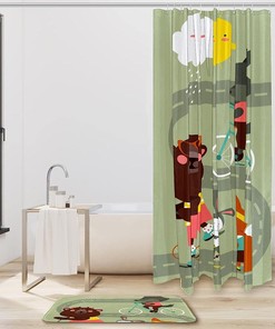 Cartoon Animal Bicycle Shower Curtain - A Fun And Creative Twist In Your Bathroom