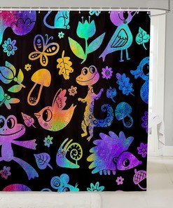 Cartoon Animal Shower Curtain For Boys And Girls With Adorable Characters.