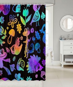 Cartoon Animal Shower Curtain For Boys And Girls With Adorable Characters.
