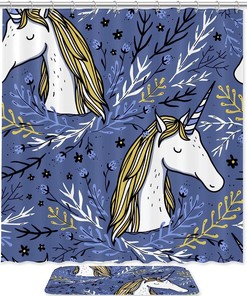 Cartoon Animal Unicorn Shower Curtain - Colorful Kids Bathroom Decor With Magical Theme