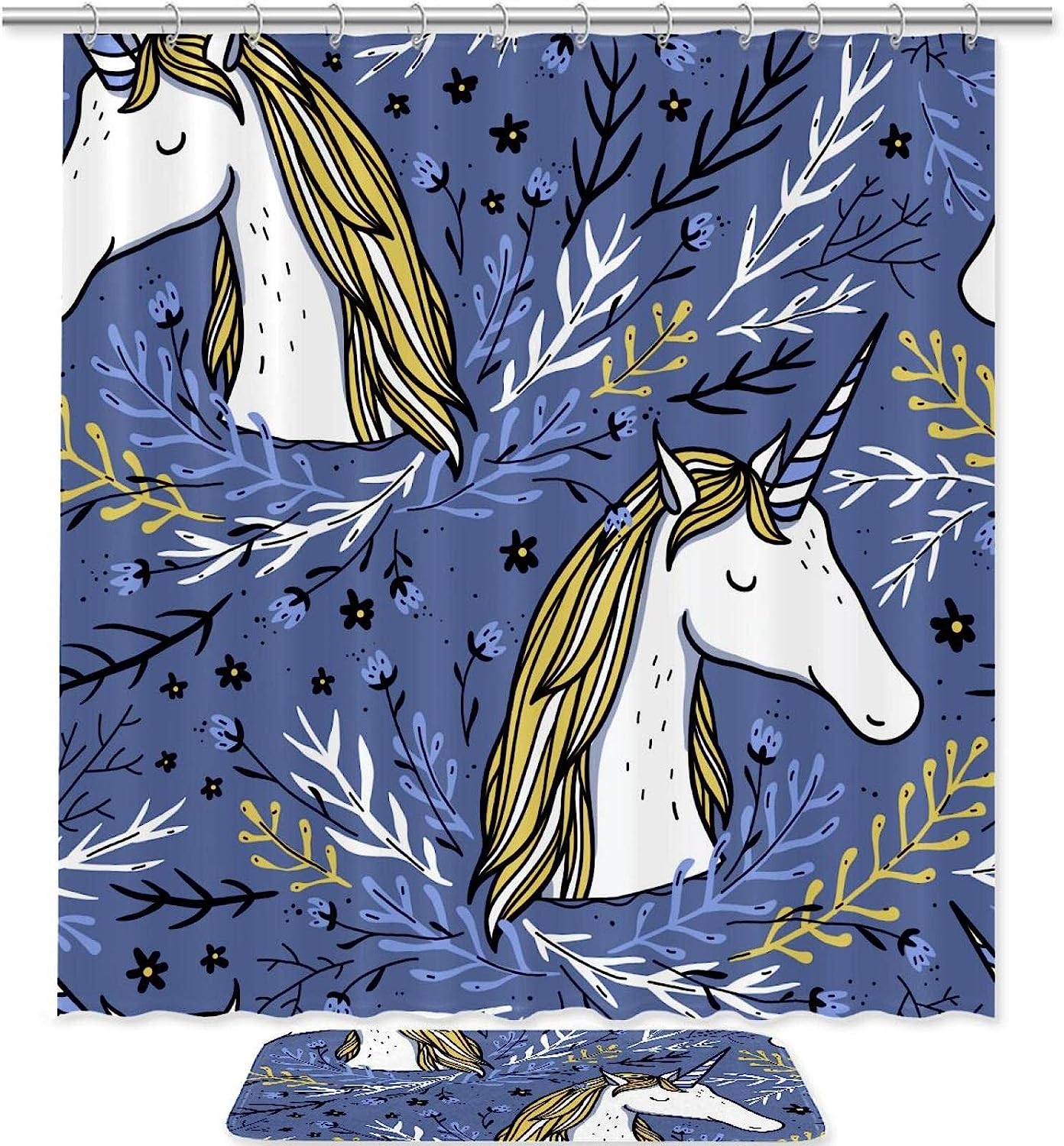 Cartoon Animal Unicorn Shower Curtain - Colorful Kids Bathroom Decor With Magical Theme