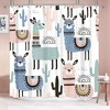 Cartoon Animals Print Shower Curtain for Kids Bathroom Decor with Llama and Cactus by Riyidecor