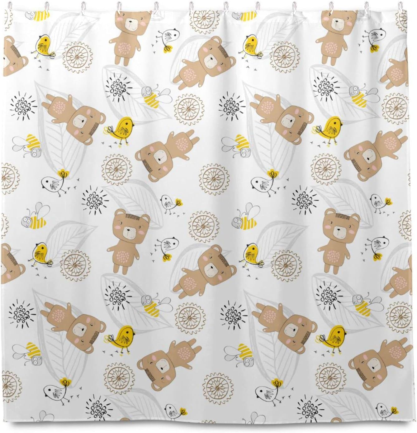 Cartoon Bears Shower Curtain Modern Home Bathroom Hotel Spa Decorations Waterproof Fabric
