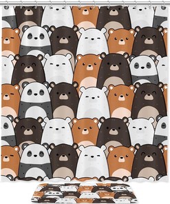 Cartoon Bears Waterproof Shower Curtain - Fun And Lively Bathroom Accessory