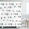 Cartoon Bird Yellow And Gray Shower Curtain With Funny Animal Design, Cute Bathroom Decor