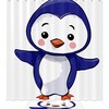 Cartoon Blue Penguin Waterproof Shower Curtain For A Fun Kid'S Bathroom